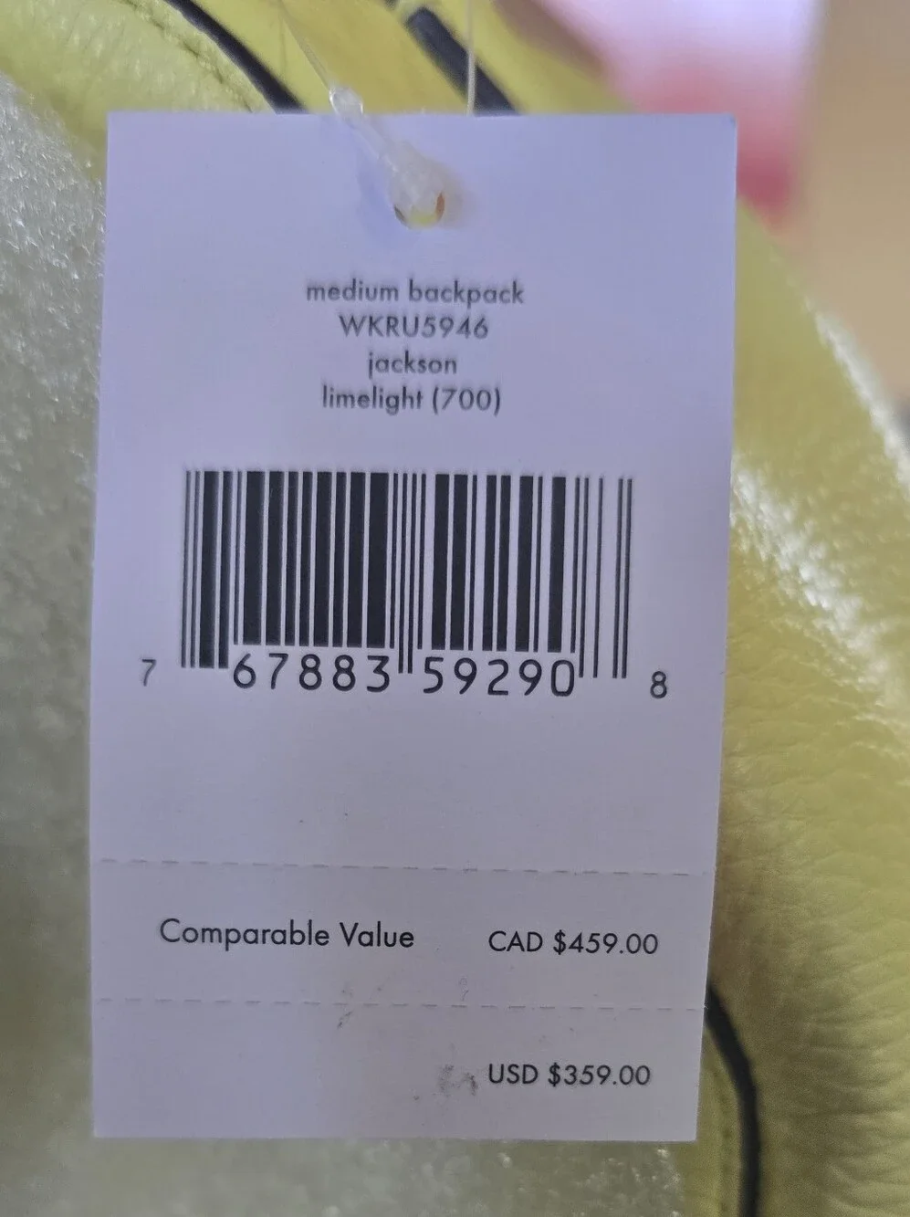 kate spade Chartreuse Pebbled Leather Mini Backpack (DAMAGED)